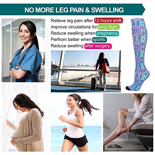 LEVSOX Compression Socks Women and Men, 20-30mmHg, Best for Nurses, Travel, Pregnancy - color: 3 Pairs Printing Mix 1, size: Small