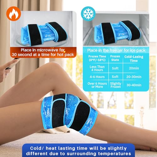 Knee Ice Pack Wrap for Pain Relief 2 Pack, Reusable Gel Cold Therapy, Blue - color: Blue-2 Pack