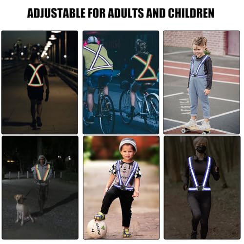 5 Pack Reflective Safety Vest for women, men and kids, Lightweight & Adjustable hi vis vest for Running, Cycling, Rucking - color: Neon Green/Orange