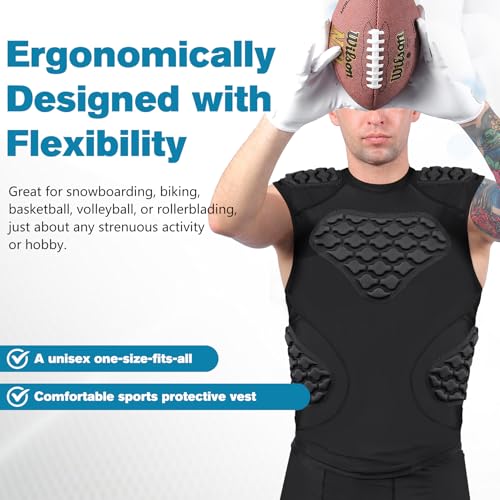 Men's Padded Compression Shirt - Football Rib Protector with EVA Foam Padding, Chest & Back Protection for Football, Rugby, Basketball, Baseball Breathable Impact Dispersion - size: X-Large