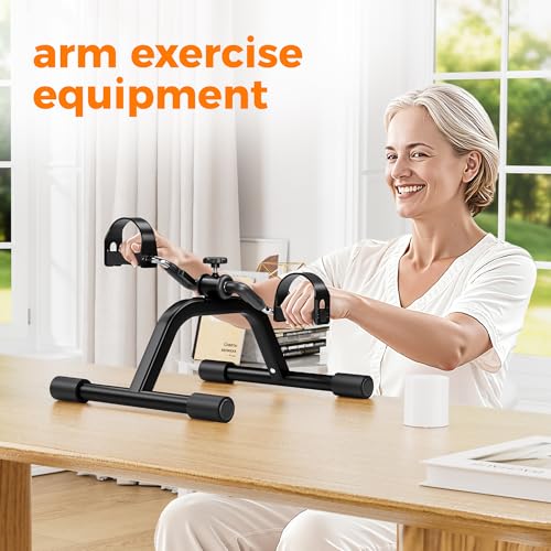 RYGEO Pedal Exerciser Mini Exercise Bike for Leg and Arm Recovery Exercise Lightweight and Portable Floor Bike - color: Black