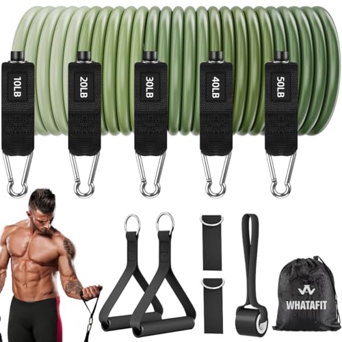 WHATAFIT Resistance Bands with Handles, 150 lb Exercise Bands Set - color: Green