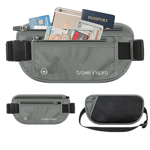 Money Belt Travel Fancy Pack with Slim Anti-Theft RFID Blocking - color: Gray