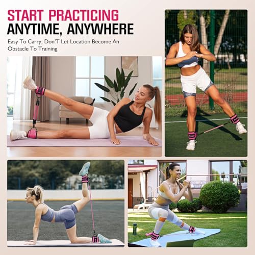 Ayombo Ankle Resistance Bands with Cuffs, Home Gym Workout Equipment, Lifting Glute Butt Exercise Equipment for Women, Ankle Weights Fitness Set, Leg Booty Equipment for Training Perfect Body Shape - color: Pink