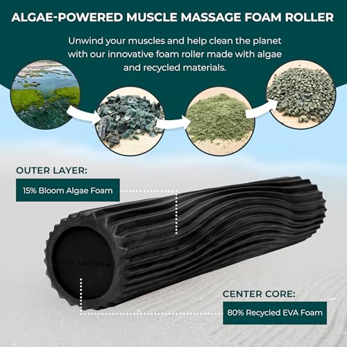 Oceanfoam Soft Tidal Roller - Soft Density Foam Roller (Black & Charcoal) - color: Black & Charcoal Marbled