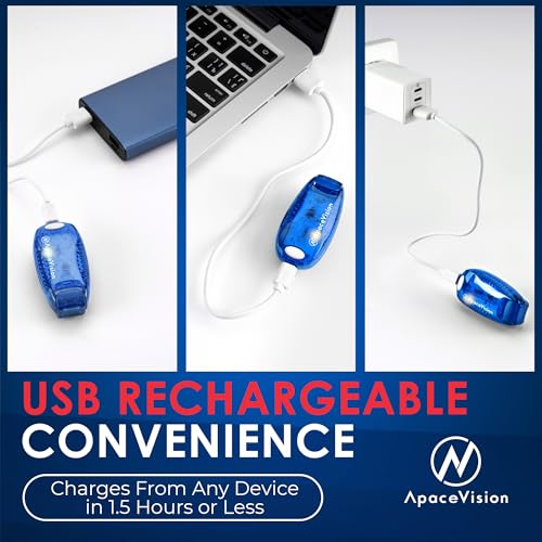 EverLightFX USB Rechargeable LED Safety Light 2 Pack, Clip On Strobe Light - color: Blue