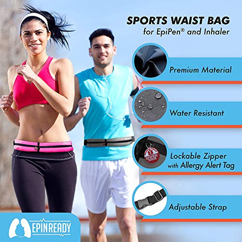 EpiPen Waist Belt with M.D.I. Inhaler - Lime Green