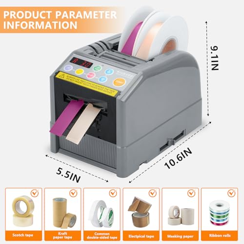 Automatic Ribbon Cutting Machine, Automatic Tape Dispenser,Tape Width 6-60mm,Length 5-999mm Double-Sided Tape, Adhesive Cutter with Manual & Auto Ideal for Business & Home. - size: KIUSUOZI-9