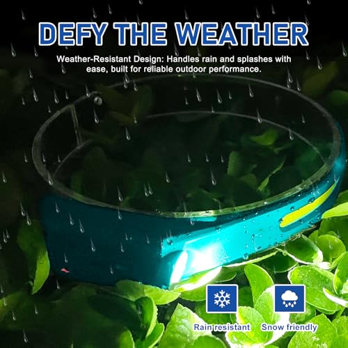 Nessciera Rechargeable LED Headlamp (Blue), 400 Lumens, 230° Wide Beam, USB-C, IPX4, 5 Modes — Lightweight, Adjustable Headband; Hard Hat Clips for Camping, Hiking, Running & Repairs, Gift - color: Blue