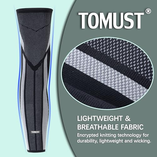 Full Leg Compression Sleeve (Pair), Thigh Support, Calf Protect, Anti Slip Long Knee Brace for Joint Pain, ACL, MCL, Meniscus Tear, Arthritis, Tendonitis, Running, Basketball, Football, L