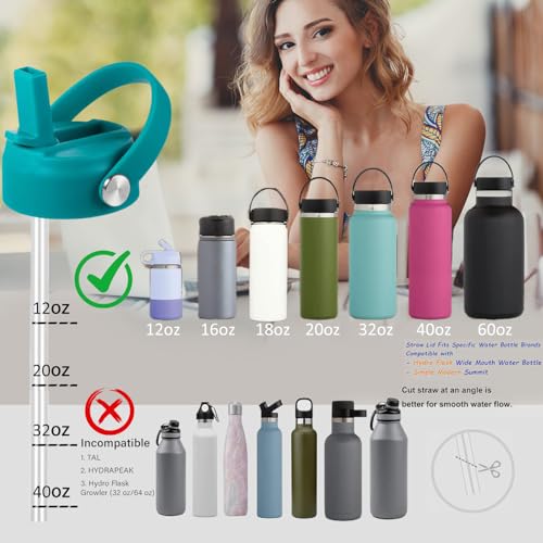 RRegeny Straw Lid for Hydro Flask Wide Mouth 32 40 oz, Lids with Flexible Handle compatible with HydroFlask, Replacement Sports Flex Cap Wide Mouth Top - color: Laguna Blue