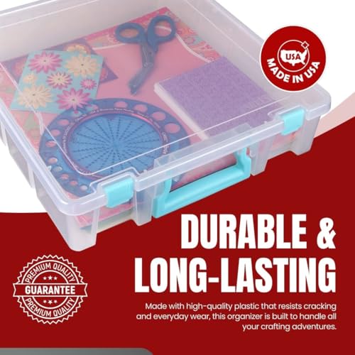 ArtBin Super Satchel 1-Compartment Craft Storage Box, Clear - color: Aqua Accents