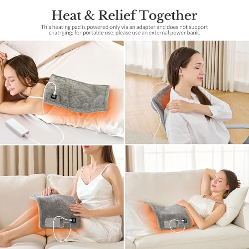 USB Heating Pad for Travel with 3 Heat Settings & Auto-Off, 12x16in - color: Grey