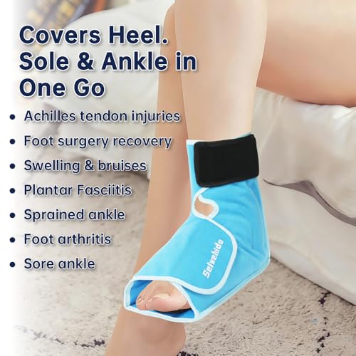 Ankle Ice Pack Wrap for Foot Heel Swelling Pain Relief, Reusable Large Hot Cold Gel Pack for Sprained Ankle, Achilles Tendonitis, Arthritis, Plantar Fasciitis, Post-Surgery, Sports Injury(Blue,1PCS) - color: Light Blue