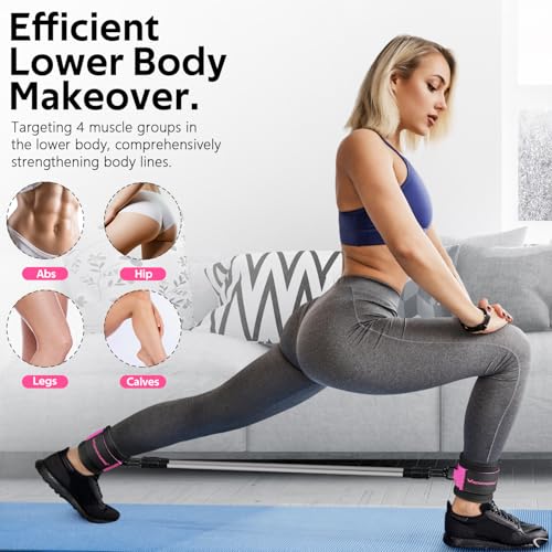 Ankle Resistance Bands w/Cuffs, Ankle Weights Women Booty Workout Equipment - color: Black