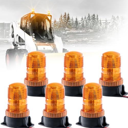 6-Pcs 30 LEDs Amber Forklift Beacon Strobe Light, Emergency Warning Safety Flashing Lights for DC 10-110V Construction Work Trucks, Mower, Tractor, Golf Carts, Bus, Snow Plow, Towing Vehicles - size: 6-PCS