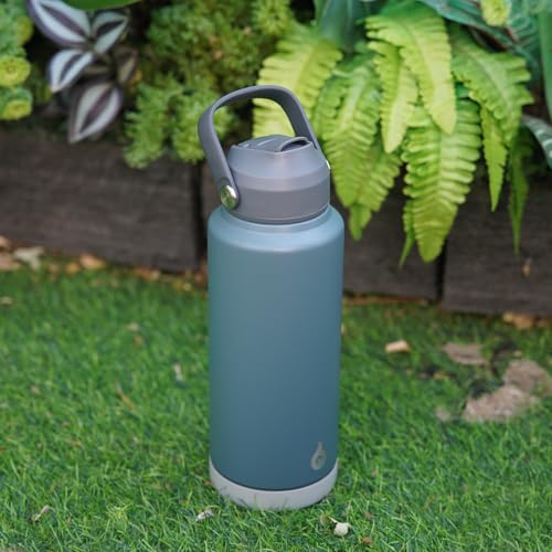 BJPKPK 32oz Insulated Water Bottle, Stainless Steel Bottle with Straw Lid - color: Gray, size: 32 Ounces