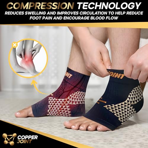 CopperJoint Toeless Compression Foot Sleeves, Surgeon Designed - color: White + Black, size: Small
