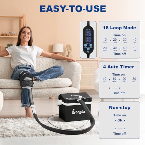 Longice Cold Therapy Machine with Programmable Timer,Ice Therapy Machine,Cryotherapy Pain Relief System - color: Black