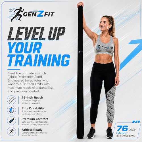 Premium 76" Extra Long Resistance Band for Working Out, 3" Wide Non-Slip Fabric Exercise Band for Stretching, Yoga, Strength Training & Physical Therapy - color: Black