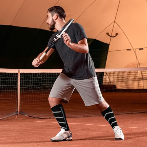 Junely 3 Pairs Calf Compression Sleeve for Men and Women - color: Striped