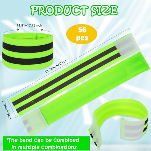56 Pcs Reflective Bands Reflective Bands Visibility Reflective Straps Reflector Running Gear for Arm Wrist Ankle Leg Women Men Night Running Cycling Walking