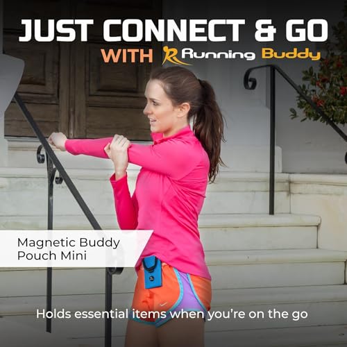 Running Buddy Magnetic Pouch Beltless Workout Pouch No Bounce - color: Blue, size: Mini (3.75 in x 4 in)