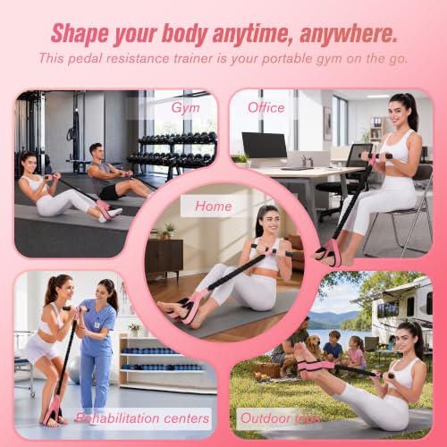 Resistance Bands with Handles,Pedal Resistance Band with Handle - color: 55lbs Pink