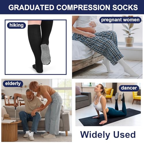 3 Pair Non Slip Compression Socks Women Men - color: Cool Tone, style: Minimalist