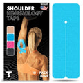 Kinesiology Tape for Shoulder | Waterproof, Sticks 7 Days, Precut Synthetic Material | K Tape for Shoulder Pain Relief & Support - Knees, Lower Back Pain, & Achilese (10 PCS | Blue) - color: Blue