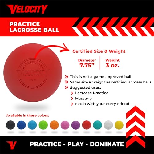 Velocity Lacrosse Balls - 1, 2, 3, 6, 12, 18, 24, 36, 60 and 120 Packs - for Practice, Official NFHS and College Approved Size - color: Red, size: 2 Balls, style: Practice Ball