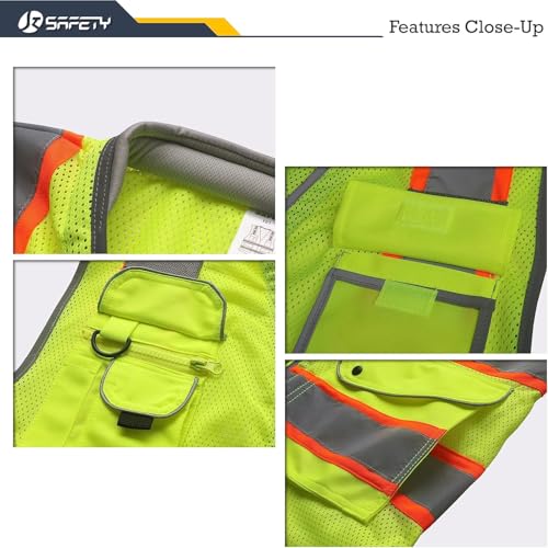 JKSafety Hi Vis Safety Vest for Men Women Cushioned Collar JK101 Yellow S - color: Jk101-yellow, size: Small