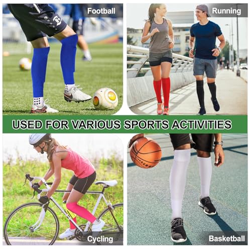 Ultrafun 3 Pairs Leg Sleeves Pre-cut Soccer Sleeves Compatible with Grip Socks Shin Guards Sleeves for Soccer Football - color: Red, size: Large