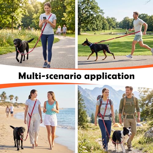 XiaZ Hands Free Dog Leash,Versatile Crossbody Dog Leash,5.9-7.9 FT Waist Belt with Double Handles for Small Medium and Large Dogs Walking, Running and Jogging, Red - color: BasicRed