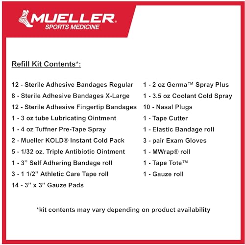 MUELLER Sports Medicine Medi Kit Refill for Athletic Training Kits, Supplies Only, Bag Sold Separately, for Teams for Men and Women