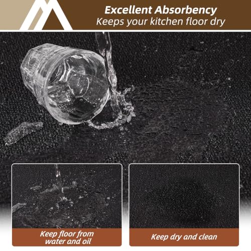 COSY HOMEER Washable Kitchen Rugs Sets of 2 Non-Slip Kitchen Mats,Black - color: Black, size: 24"x35" + 24"x60"