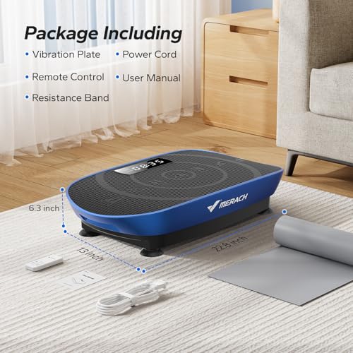 MERACH CV30 Pro Curved Vibration Plate Exercise Machine, Powerful & Quiet - color: Blue