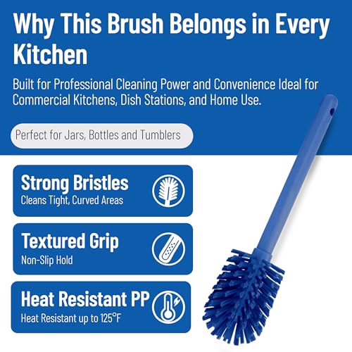 SPARTA Large Water Bottle Brush Ideal for Wide-Mouth Jars, Bottles and Tumblers, Dishwashing Tool with Handle for Home and Commercial Kitchens, Plastic, 12 Inches, Blue - color: Yellow