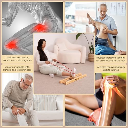 Knee & Hip Rehab Glider – Physiotherapy Equipment for Stroke Rehab, Recovery Aids, Slide Board for Post-Surgery & Injury – Lightweight Oak Design, Improves Mobility & Circulation