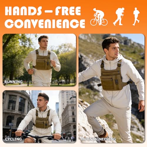 KINGSLONG Running Vest, Chest Bag for Men, Chest Pack, Hiking (A-Brown) - color: A-Brown