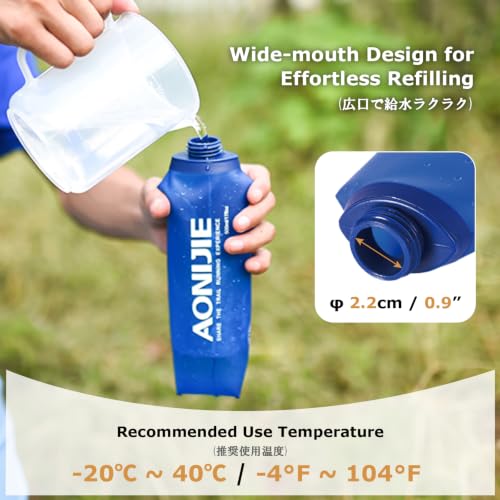 YAPJEB Soft Flask Collapsible Water Bottles, TPU Soft Water Bottle Folding Flask for Hydration Pack, BPA Free Folding Water Bottle Ideal for Cycling - color: 500ml/16.9oz with Straw