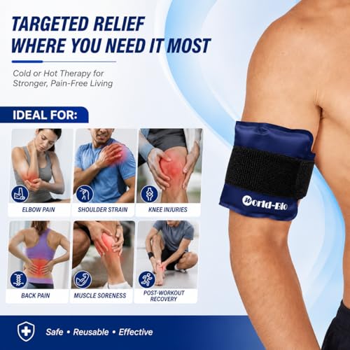 Reusable Gel Ice Pack Wrap for Ankle Upper Arm Injuries with Strap, 9x4.5''