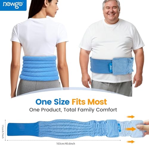 NEWGO Microwavable Heating Pad for Back Pain Relief, Moist Heat Therapy Back Wrap for Waist, Lower Lumbar, Stomach and Shoulder, Warm Compress Pack for Muscle Spasms Sore, Slipped Discs