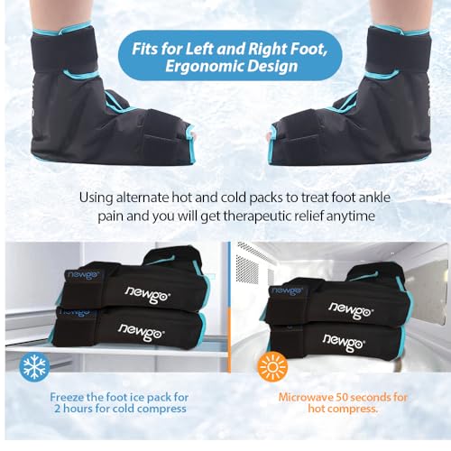 NEWGO Foot Ice Pack Wrap for Plantar Fasciitis, 2 Pack, Black - color: Black-2 Pack