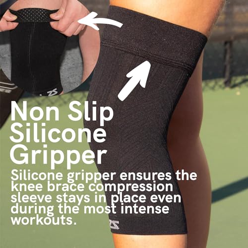 Zensah Compression Knee Sleeve - Knee Brace to Relieve Knee Pain and Treat Runners Knee for Men and Women - color: Pair - Midnight Black, size: X-Large