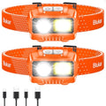 Blukar LED Headlamp Rechargeable, 2000L Super Bright Headlight Flashlight - color: Orange