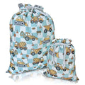 Gather & Knot Drawstring Gift Bags | 20" Large 12" Small | Premium Canvas | Reusable Fabric Wrap for Boys Birthdays, Baby Shower | Construction - color: Construction