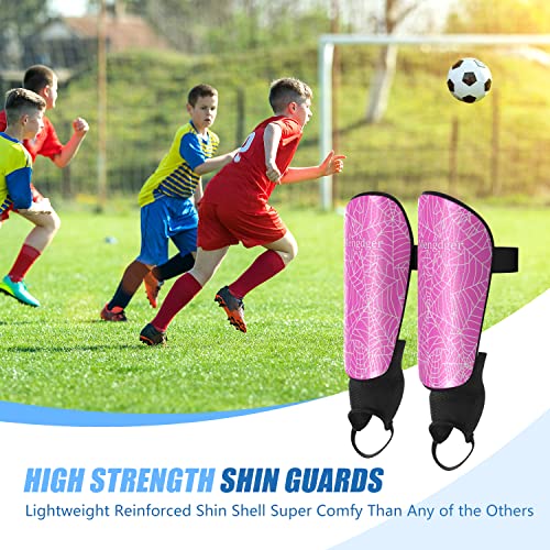 Shin Guards Soccer Youth Kids Boys Girls Toddler Shin Pads Child EVA Cushion Protection Reduce Shocks Injurie Calf Protective Gear Suitable for 4 5 6 7 8 9 10 11 12 Years Old - color: Pink Ankle, size: Medium