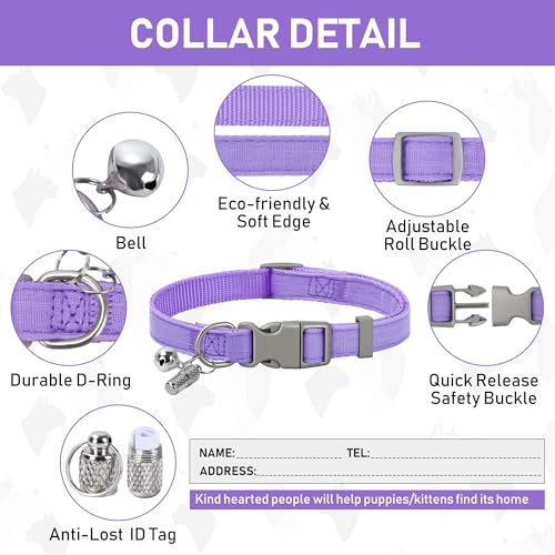 GAMUDA Small Pet Harness Collar and Leash Set, Step in No Chock No Pull Linen Fabric Soft Mesh Dog Vest Harnesses Reflective for Dogs Puppy Cats Kitten Rabbit (Purple, M) - color: Purple, size: Medium