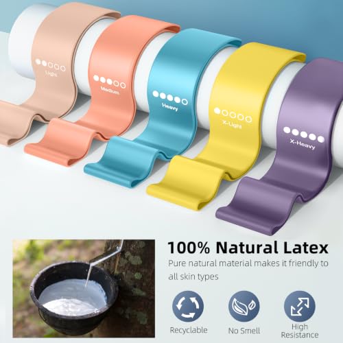Resistance Bands for Working Out, 5-Pack Loop Exercise Bands for Home Gym - color: Pastel